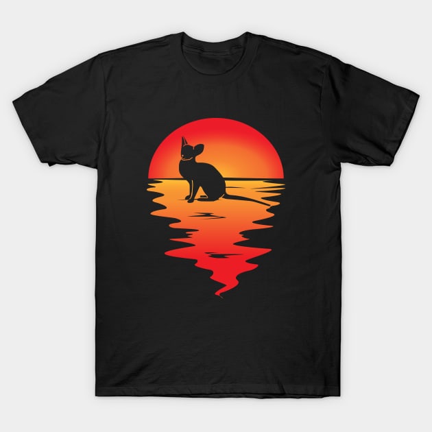 retro sunset cat T-Shirt by DopamIneArt